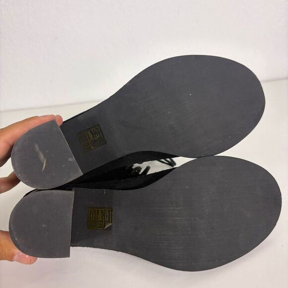 Jeffery Campbell Black Suede Lace Up Block Heeled Open Toed Sandals Size 7 - Picture 11 of 14